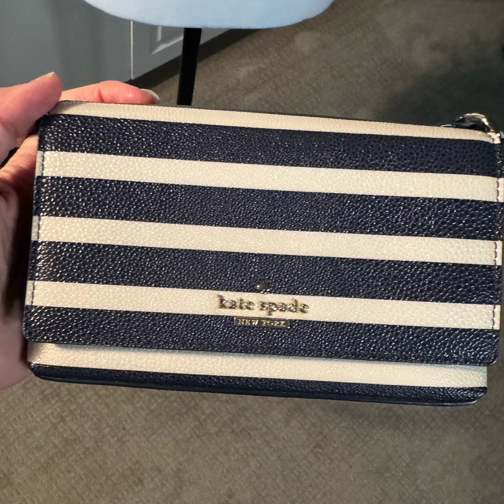 Kate Spade New York Navy & Cream Stripe Crossbody / Wallet on a Strap